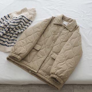 Plain Button-up Oversize Padded Jacket