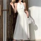 Halter-neck Open-back Midi Dress