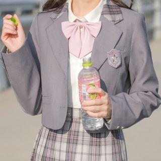 Cropped Plaid Trim Single-breasted Blazer