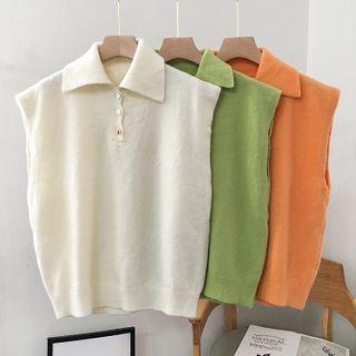 Polo-neck Sleeveless Top