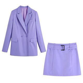 Double-breasted Blazer / Mini A-line Skirt / Set