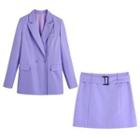 Double-breasted Blazer / Mini A-line Skirt / Set