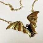 Bat Pendant Alloy Necklace Bronze - One Size