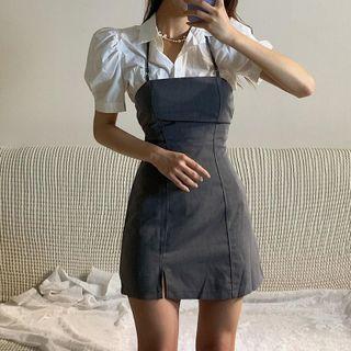 Set: Strappy A-line Dress + Shirt