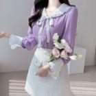 Sailor-collar Chiffon Blouse With Tie