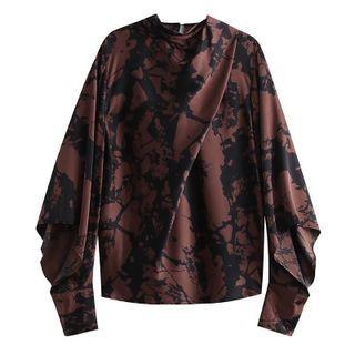 Splash Print Asymmetrical Blouse