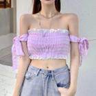 Tied Plaid Tube Top Pink - One Size