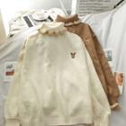 Deer Embroidered Turtleneck Sweater