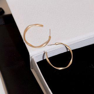 Irregular Open Hoop Earring 1 Pair - Era041-09 - Gold - One Size