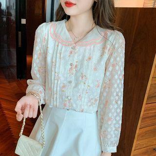 Layered Collar Floral Chiffon Shirt