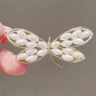 Dragonfly Faux Pearl Alloy Hair Clip Ly1637 - White - One Size