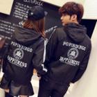 Couple Matching Back Print Hooded Windbreaker