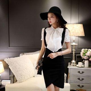 Plain Pencil-cut Jumper Skirt