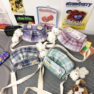 Plaid Shirred Crossbody Bag
