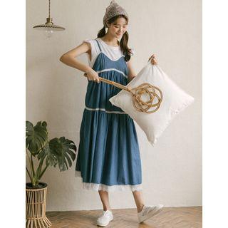 Lace-trim Pinafore Dress One Size