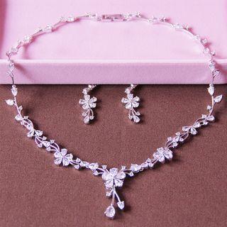 Set: Wedding Zircon Necklace + Earring