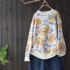 Floral Print Sweater White - One Size