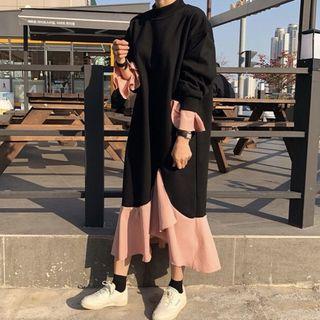 Two-tone Midi Sweatshirt Dress