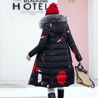 Printed Padded Zip-up Coat