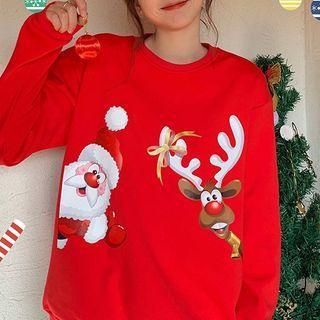 Christmas Cartoon Print Sweatshirt