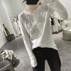 Button Long-sleeve T-shirt White - One Size