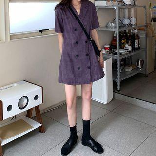 Double Breasted Short-sleeve Shirt Dress