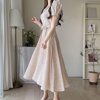 Dotted Long Shirtdress With Sash