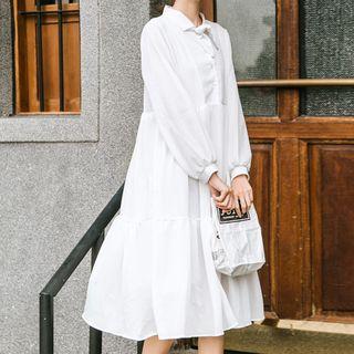 Bow Neck A-line Shirtdress