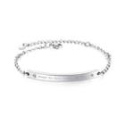 Fashion And Simple Geometric Strip 316l Stainless Steel Bracelet With Cubic Zirconia Silver - One Size