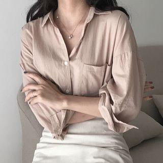 Long-sleeve Oversize Pocketed Shirt