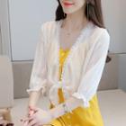 Lace Trim Puff-sleeve Jacket