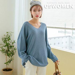 V-neck Boxy Ribbed T-shirt