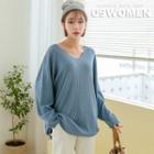V-neck Boxy Ribbed T-shirt