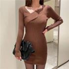 Asymmetrical Knit Mini Sheath Dress