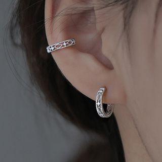 Rhinestone Alloy Cuff Earring Silver - One Size