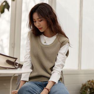 U-neck Sleeveless Ribbed Knit Top