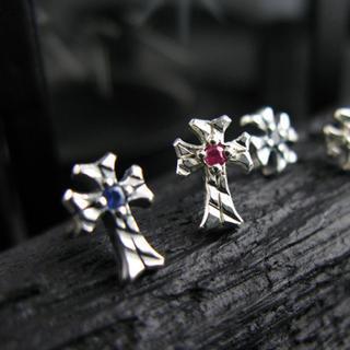 Hand Made Ruby Cross Single Stud Earring