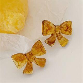 Resin Bow Earring 1 Pair - 925 Silver - One Size