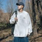 Round Neck Long Sleeve Half Button Sweatshirt