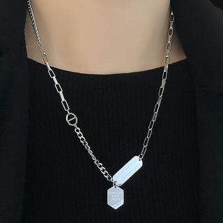 Geometric Tag Pendant Stainless Steel Necklace