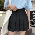 Pleated A Line Mini Skirt