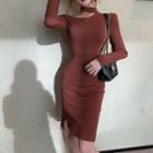 Off Shoulder Long-sleeved Dress