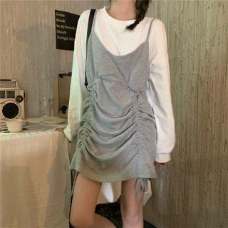 Mock Two Piece Drawstring Dress