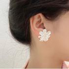 Floral Sterling Silver Ear Stud 1 Pair - White - One Size
