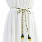 Tassel Bow Waist Belt Yellow & White & Green - One Size