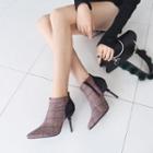 High-heel Patterned Ankle Boots