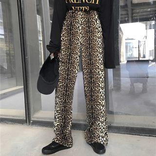 Leopard Front Slit Pants