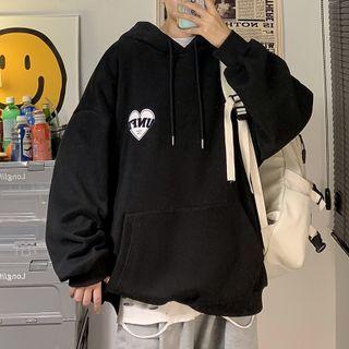 Heart Print Oversized Hoodie
