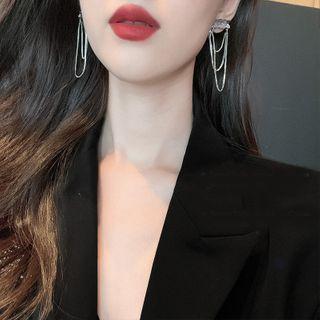 Layered Earring 1 Pair - Multiple Layer Tassel Silver Earring - Silver - One Size