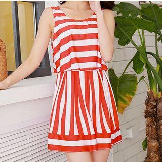 Sleeveless Striped Swim Dress